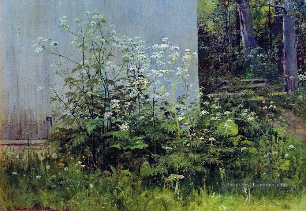 fleurs au paysage classique de clôture Ivan Ivanovitch Peintures à l'huile
